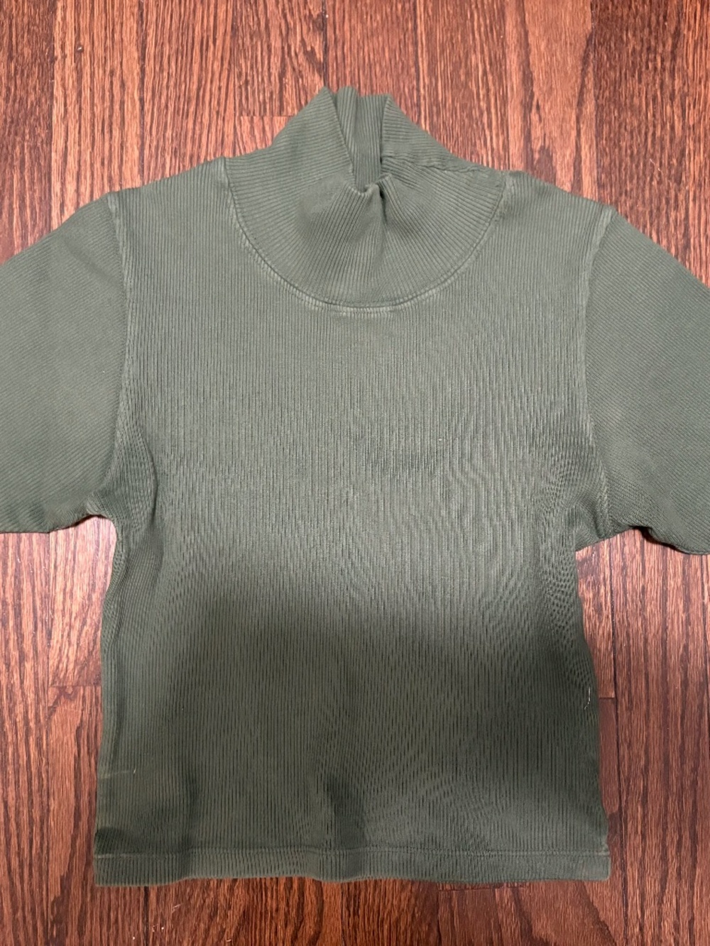 Big Bud Press Cropped Ribbed Short Sleeve Turtleneck, Size XS